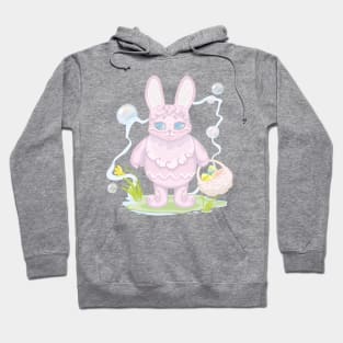 Easter pink bunny with a basket of eggs Hoodie